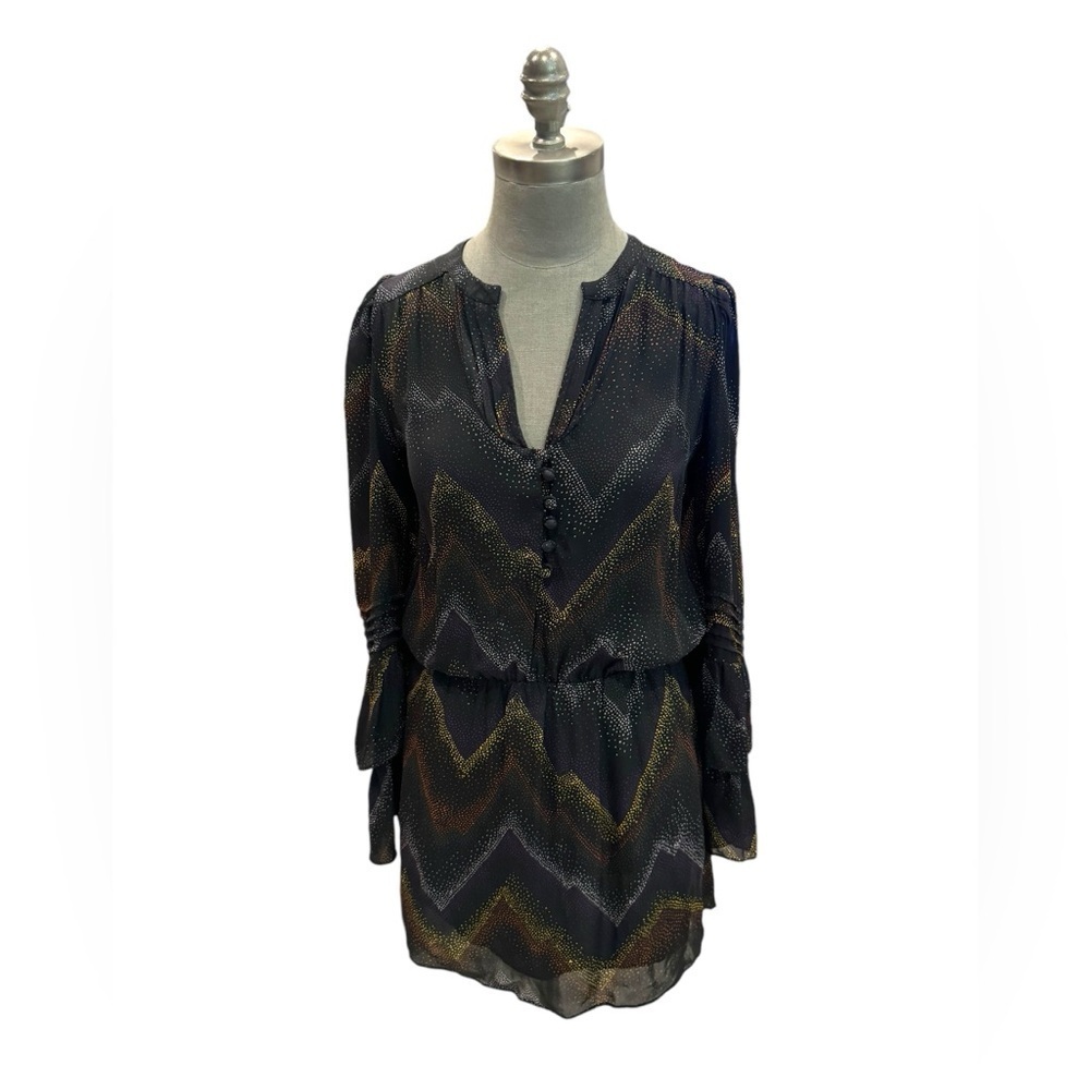 Parker Black Silk Dotted Mini Dress XS